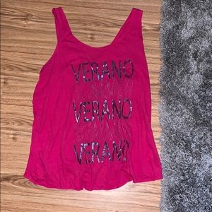 Pink tank top with open back